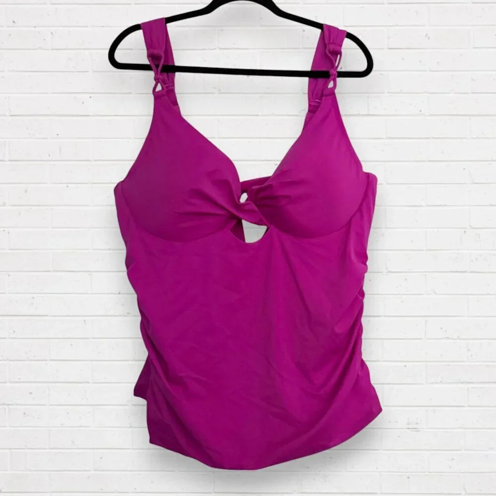 SWIMSUITS FOR ALL Pink 2-PC Underwire Keyhole Tankini Top & Bikini Bottom Set 18 - Picture 3 of 12